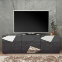Modern TV-Bänk Med 3 Dörrar 181cm Högglansig grå Brema GR Vittoria Rabatter