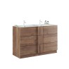 Golvstående badrumsskåp 3 lådor trä dubbel tvättställ 122x47x86cm Duet T Försäljning
