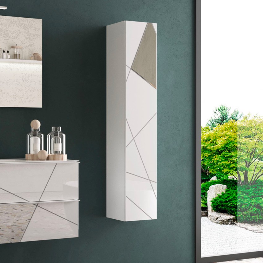 Blankt vitt modernt väggmonterat badrumsskåp med 1 dörr Lima Kampanj