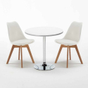 Vitt Runt Bord 70x70cm Med 2 Inomhus Stolar Nordica Long Island Val