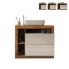 Modernt golvstående badrumsskåp 2 lådor vitt trä och tvättställ Jarad BW Erbjudande