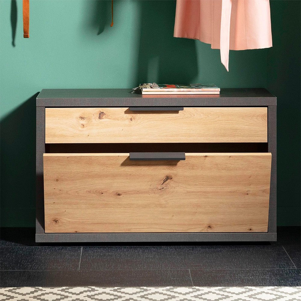 Multifunktionell skobänk 1 dörr 1 låda industriell design entré Garet