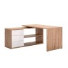 Hörnskrivbord i trä med 3 vita lackerade lådor Lex Erbjudande