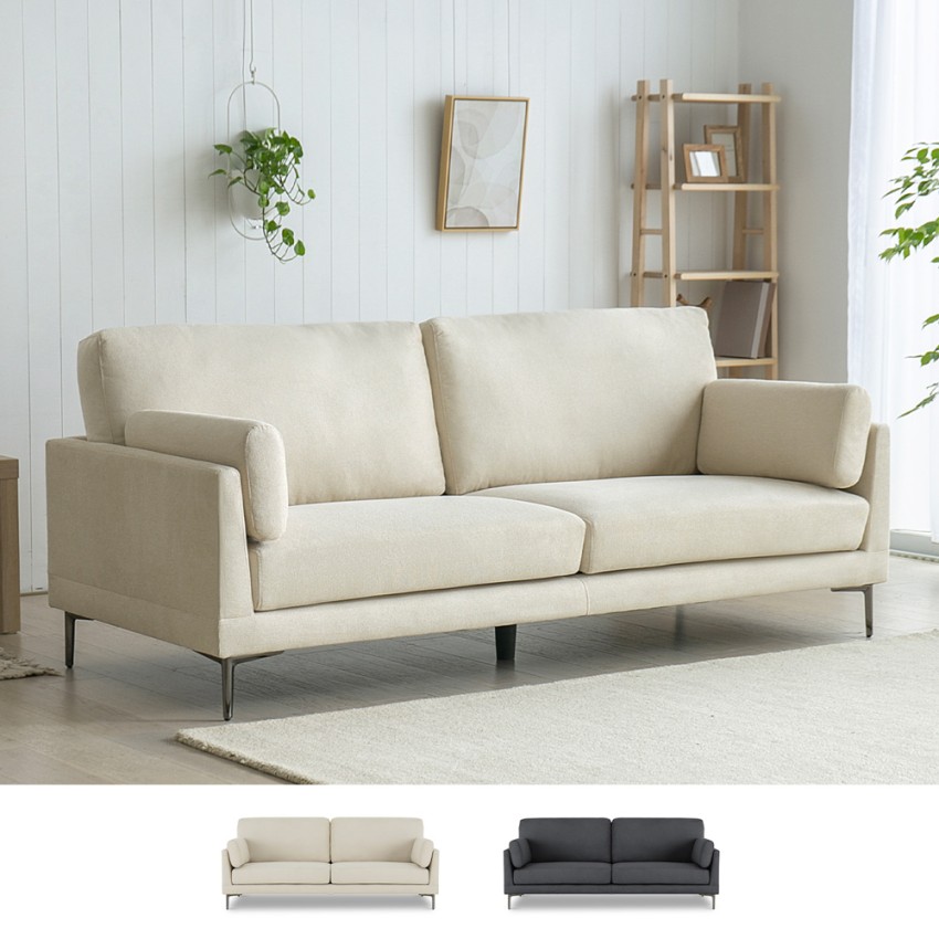 3-sits soffa i tyg 200cm metallfötter modernt vardagsrum Boray