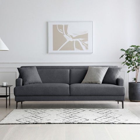 3-Sits Soffa  bekvämt design metallben 200cm svart tyg Egbert Kampanj