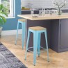 Hög barstol tolix industriell h76cm metall ram träskiva Steel Up Wood
