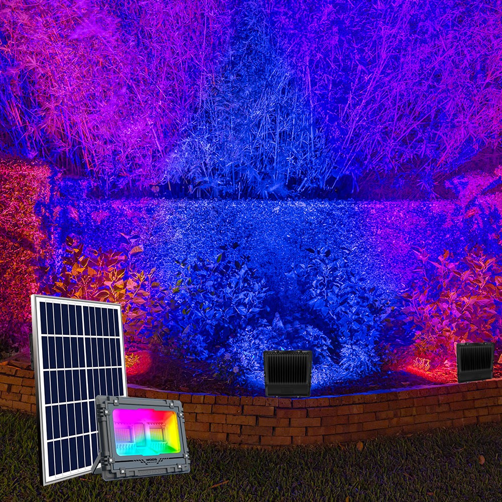 LED-spotlight med solpanel projektor RGB 100W Bluetooth Toscor M
