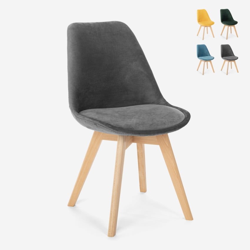 Stol skandinavisk design trä sammet med kudde för kök bar restaurang Dolphin Lux Försäljning Stol skandinavisk design trä sammet med kudde för kök bar restaurang Dolphin Lux Försäljning