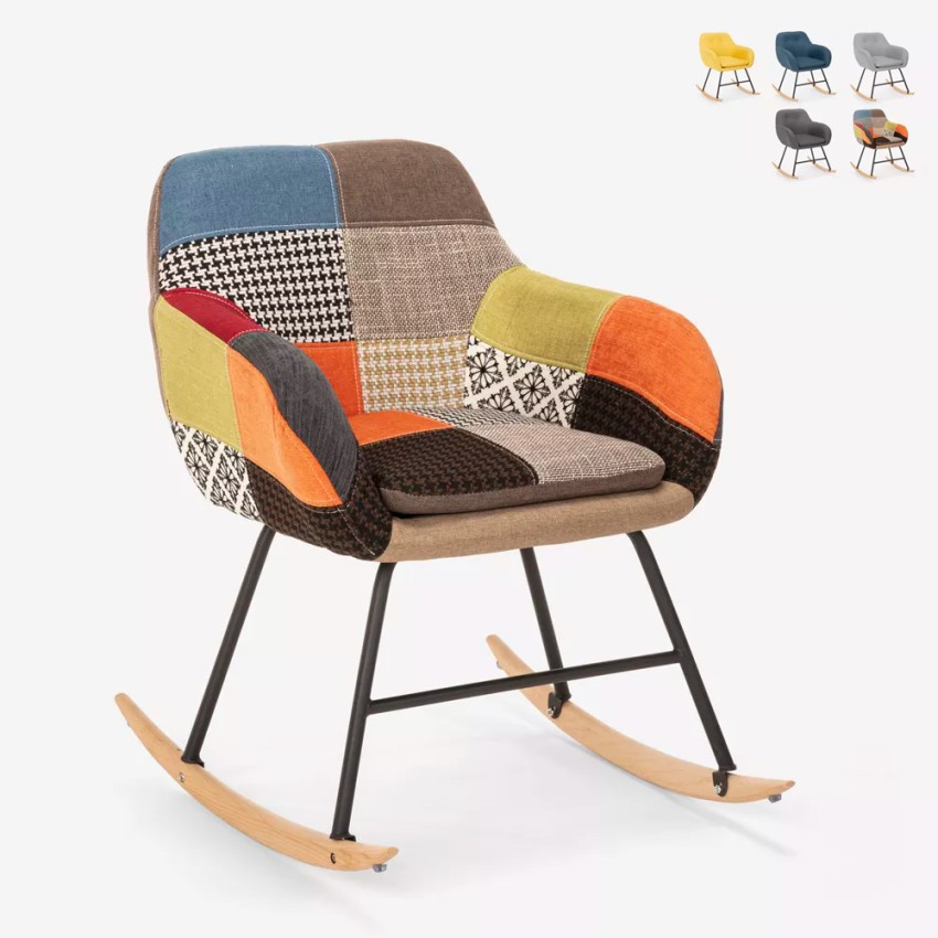 Gungstol fåtölj modern design patchwork tyg Woodpecker Kampanj Gungstol fåtölj modern design patchwork tyg Woodpecker Kampanj