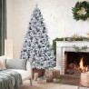 Snöig konstgjord julgran dekorerad med kottar 180 cm Faaborg Försäljning