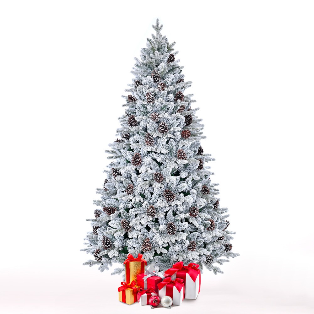Konstgjord julgran med konstsnö och kottar 210 cm hög Bildsberg