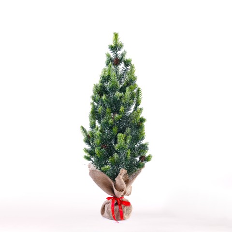 Liten 50 cm konstgjord julgran med kottar och konstsnö Stoeren Kampanj