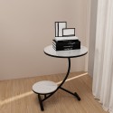Elegant soffbord med 2 runda marmorhyllor 45x50cm Marpes L Erbjudande