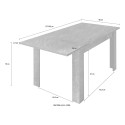 Utdragbart matbord med marmoreffekt 90x137-185cm modern Auris Mått
