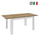 Utdragbart matbord i ek och blank vit 90x137-185cm Bellevue Försäljning