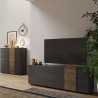 TV-bänk modern design 3 dörrar grå trä 181x44x59cm Suite Mått
