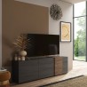 TV-bänk modern design 3 dörrar grå trä 181x44x59cm Suite Kostnad