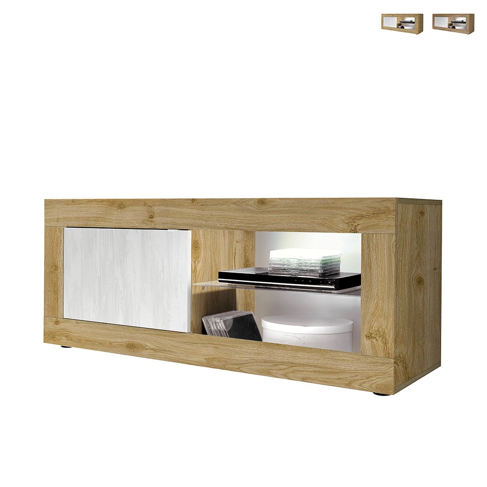 Modern TV-bänk 140x43cm i trä vit dörr Diver WB Basic