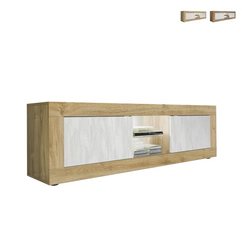 Modern TV-bänk i trä 2 vita dörrar  180 cm Nolux WB Basic Kampanj