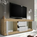 Modern TV-Bänk I Trä med 2 dörrar och 2 lådor vit färg 210 cm Visio WB Modell