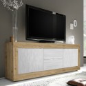 Modern TV-Bänk I Trä med 2 dörrar och 2 lådor vit färg 210 cm Visio WB Rea