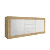 Modern skänk sideboard i trä 3 lådor 2 dörrar vit Tribus WB Basic Bestånd