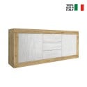 Modern skänk sideboard i trä 3 lådor 2 dörrar vit Tribus WB Basic Rabatter
