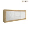 Modern skänk sideboard i trä 3 lådor 2 dörrar vit Tribus WB Basic Kampanj