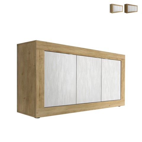 Skänk Sideboard i trä 160x42cm 3  vita dörrar Modis WB Basic Kampanj