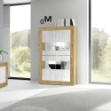 Modernt Vitrinskåp i Trä 4 vita dörrar 102x43cm Vardagsrum Tina WB Basic Erbjudande