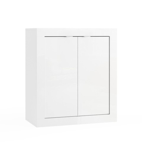 Glansigt vitt badrumsskåp med 2 dörrar 70x35x78cm Willy Kampanj