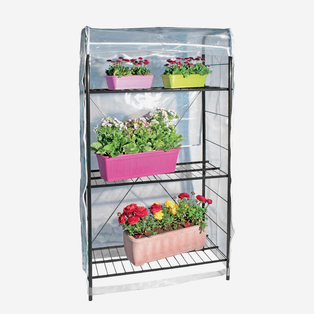 Växthus Till Balkong 3 hyllor växter blommor grönsaksodling 84x43xh160cm Spring 160