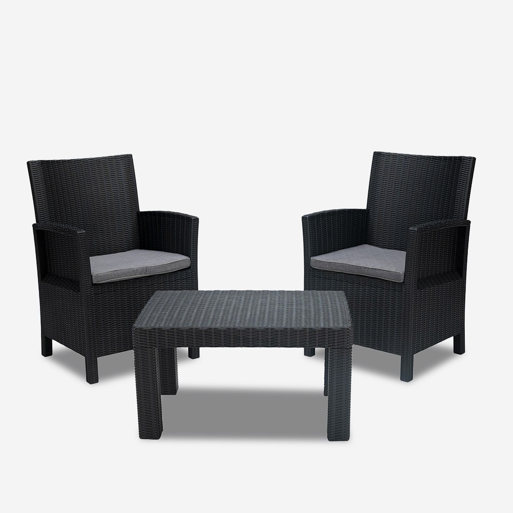 Utomhus loungeset med 2 fåtöljer dynor och bord Tropea Grand Soleil