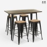 set med högt bord 120x60cm 4 barpallar svart vintage fordville Försäljning