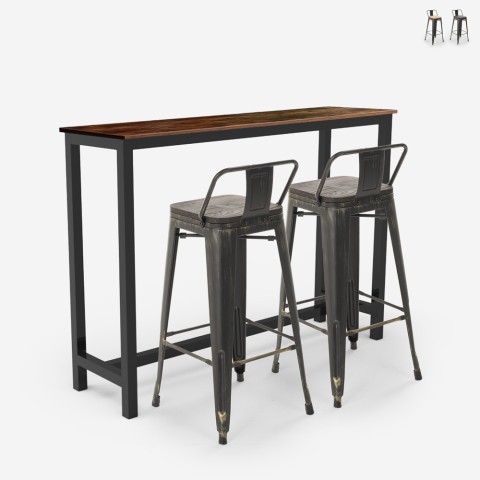 Set Med Högt Bord 140x40cm 2 Tolix Barstolar industriell Ludlow Kampanj