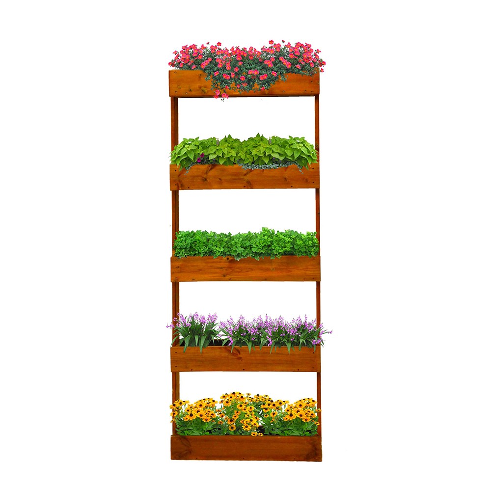 Vertikalt planteringskärl 5 blomlådor balkong terrass 71x16x164 Balcony