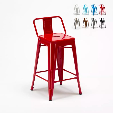 Lix industriell barstol med ryggstöd i metall kök steel top Kampanj