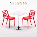Vitt Kvadratiskt Bord 70x70cm Med 2 Inomhus Stolar Gelateria Cocktail Katalog