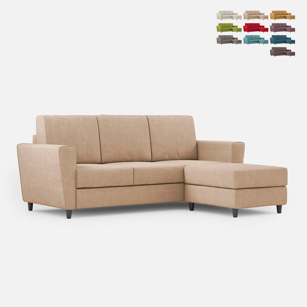 Modern 3-sits soffa i tyg 212cm sittpuff fotpall Yasel 180P
