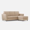 Modern 3-sits soffa i tyg 212cm sittpuff fotpall Yasel 180P 