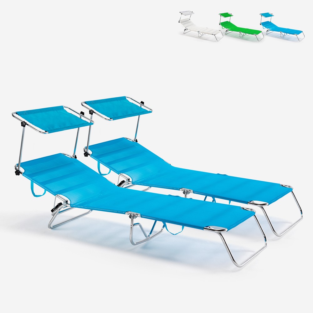 2 Solsängar Strand Hav Hopfällbara Extrasängar Aluminium Cancun