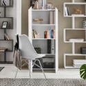 Modern högblank vit bokhylla med 2 dörrar 70x35x140 kontor vardagsrum Birse Försäljning