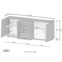 Modern Skänk för vardagsrum 3 lådor 2 dörrar 220x44x86 cm Sideboard Margaux 