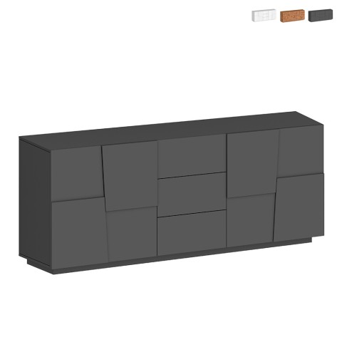 Modern Skänk för vardagsrum 3 lådor 2 dörrar 220x44x86 cm Sideboard Margaux Kampanj