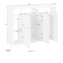 Skänk 3 dörrar modern bokhylla glashyllor 150x40x100cm Allen Kostnad
