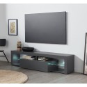 Modern TV-bänk med klaffdörr och glashyllor 160cm Helix Erbjudande