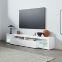 Modern TV-bänk 200cm med lucka och glashyllor Mirads Erbjudande