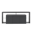 Skänk 3 Dörrar 200x40x80cm modern bokhylla glashyllor Pibrac Val