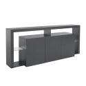 Skänk 3 Dörrar 200x40x80cm modern bokhylla glashyllor Pibrac Bestånd