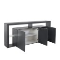 Skänk 3 Dörrar 200x40x80cm modern bokhylla glashyllor Pibrac Modell